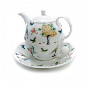 ROY KIRKHAM FINE BONE CHINA | PERROQUET TEA FOR ONE TEAPOT WITH CLASSIC CUP & SAUCER